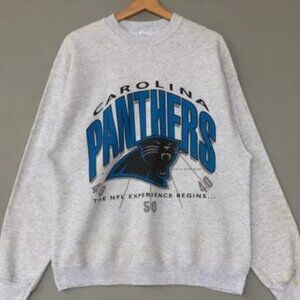 Vtg Carolina Panthers Print Out Logo Pullover Jumper Sportswea shirt 90s